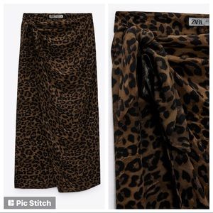 ZARA | Animal Print Knotted Skirt
